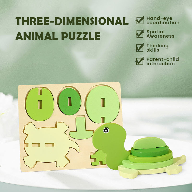 Children's Wooden 3D Animal Stereo Puzzle