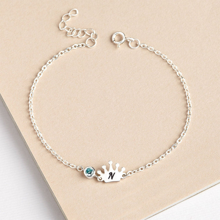 Cute Element Personalized Kids Letter and Birthstone Bracelet