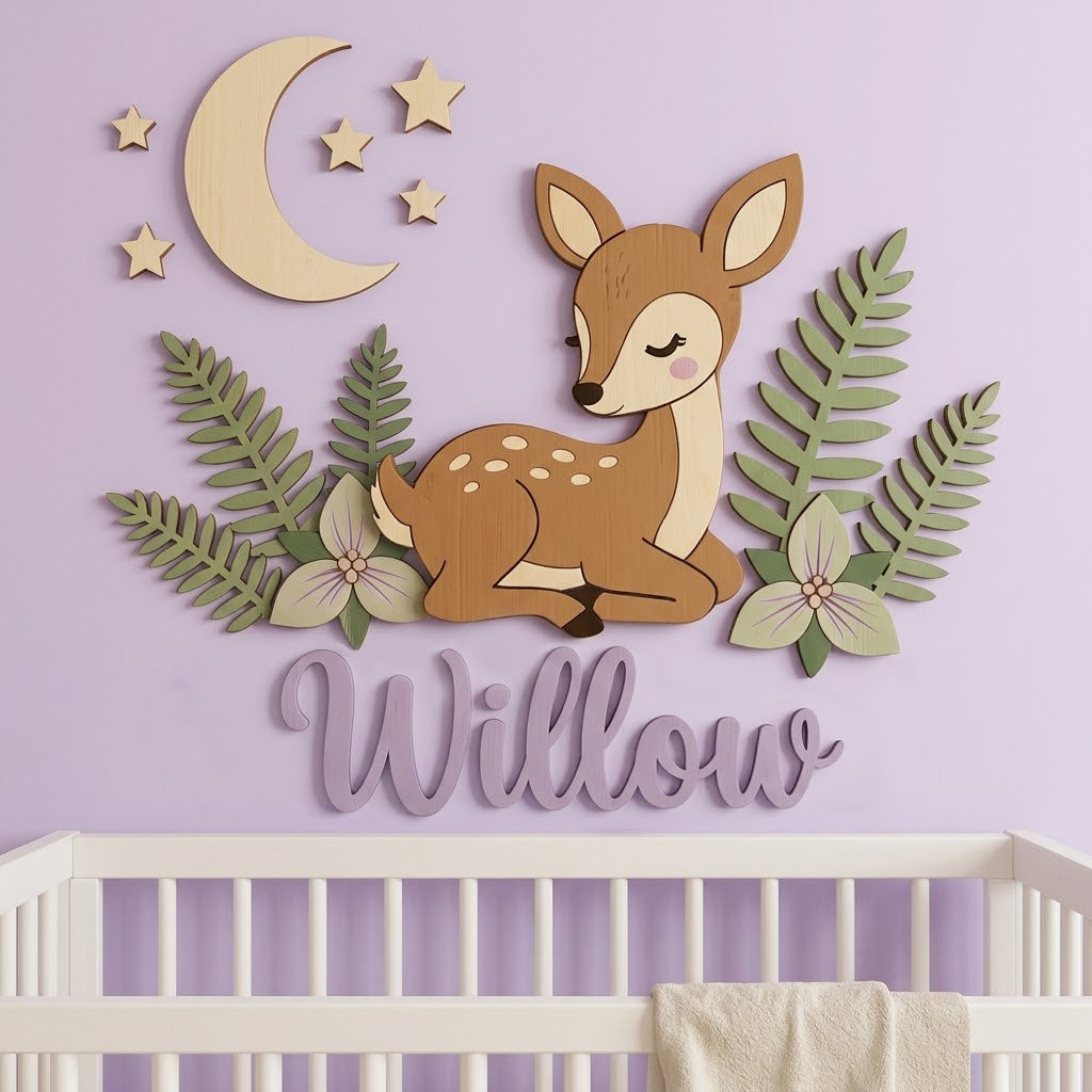 Personalized Wooden Nursery Name Sign – Cute Animal Themes