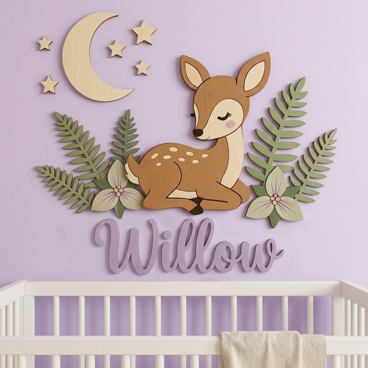 Personalized Wooden Nursery Name Sign – Cute Animal Themes