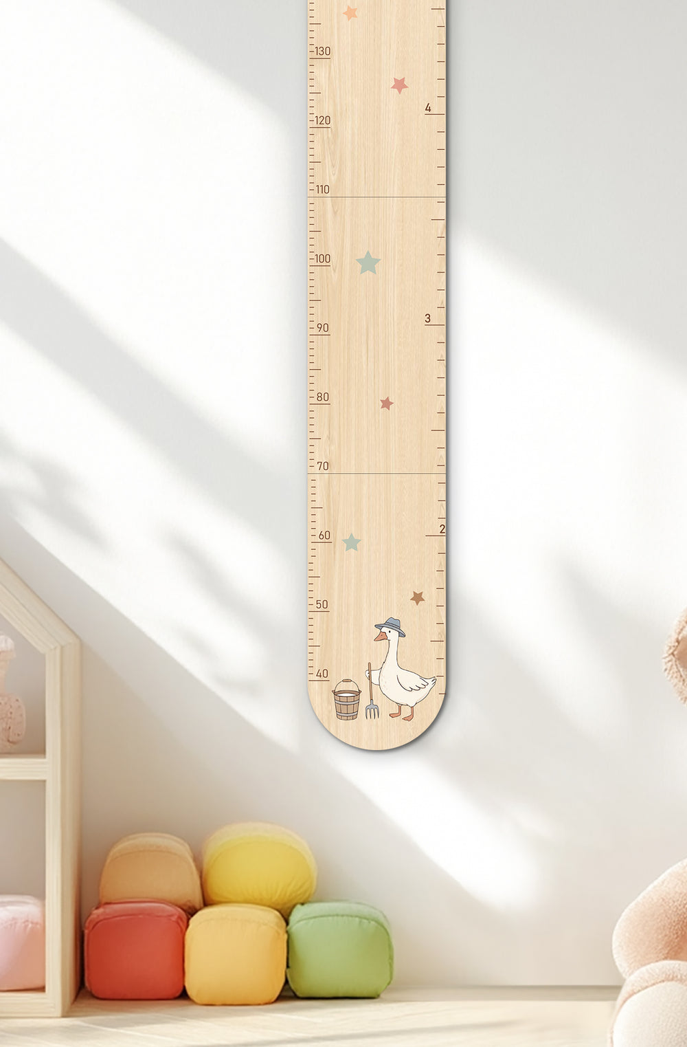 Personalized Wooden Goose Family Height Growth Chart for Kids