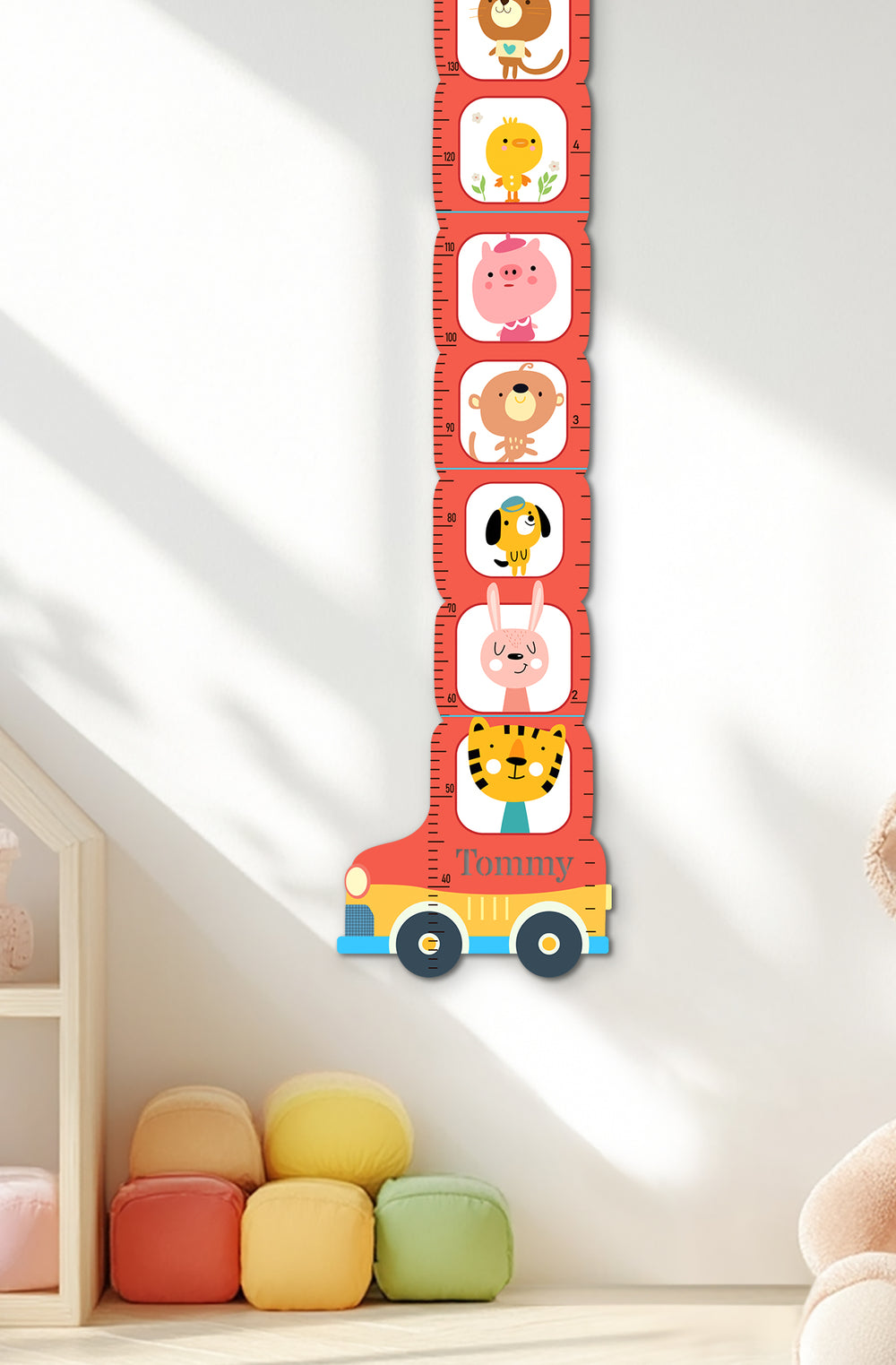 Personalized Wooden Safari Animal Growth Chart for Kids Woodemon