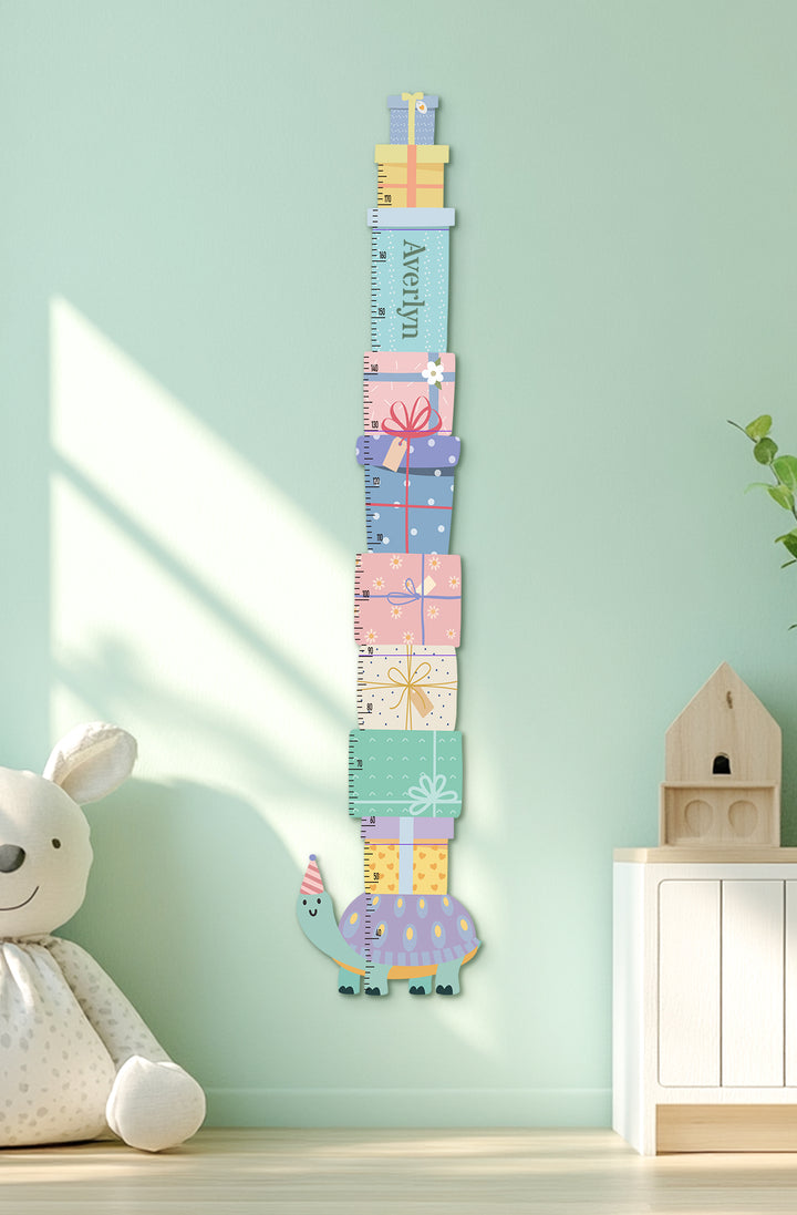 Personalized Wooden Turtle Gift Box Growth Chart for Kids Woodemon