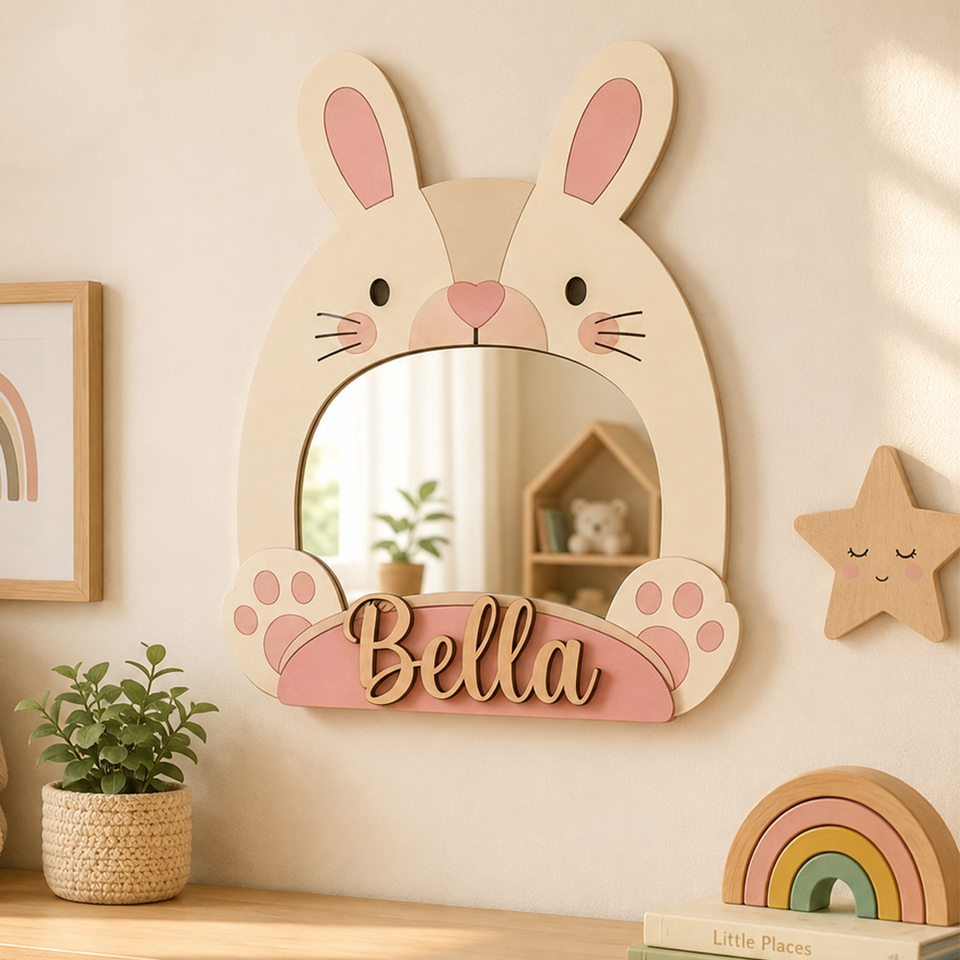 Personalized Animal Nursery Mirror for Baby Woodemon
