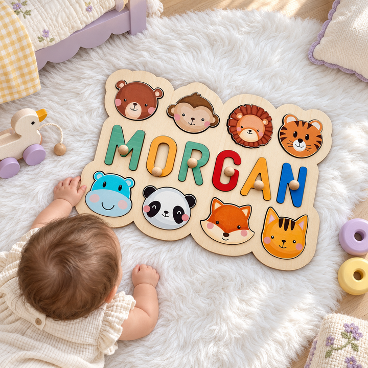 Personalized Wooden Baby Name Puzzle - Outlines woodemon