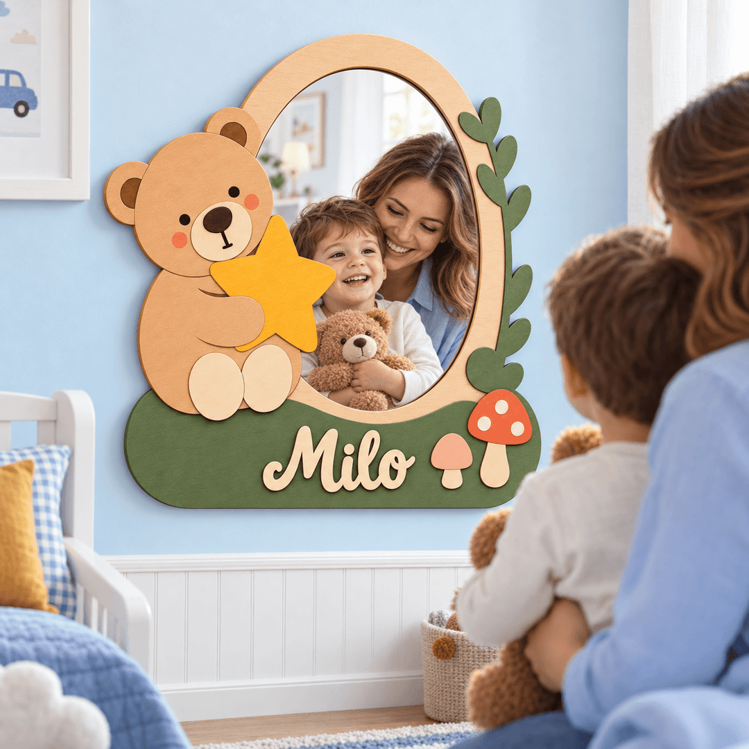 Personalized Animal Nursery Mirror for Baby Woodemon