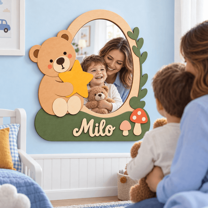 Personalized Animal Nursery Mirror for Baby Woodemon