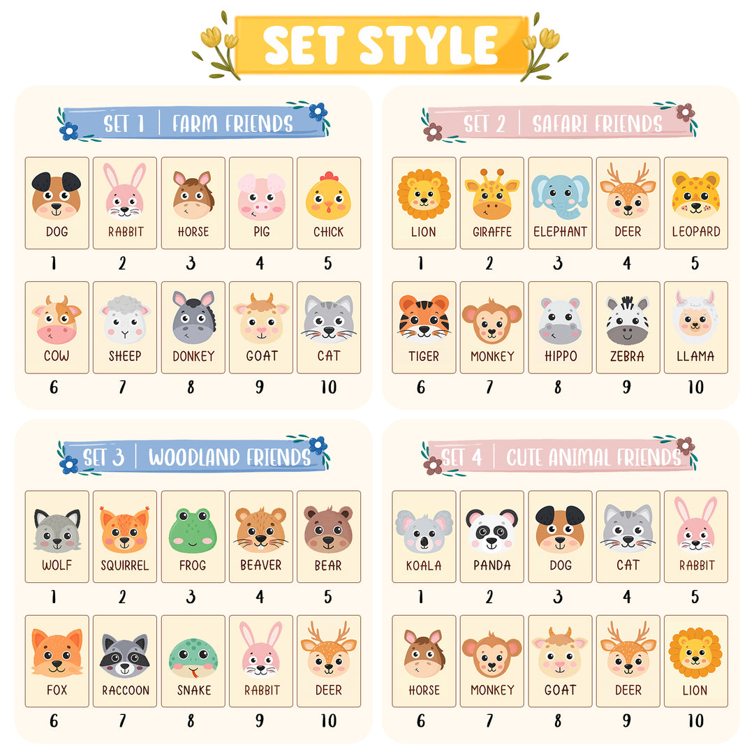 Personalized Wooden Animal Memory Matching Game for Kids 10 Animal Pairs Woodemon