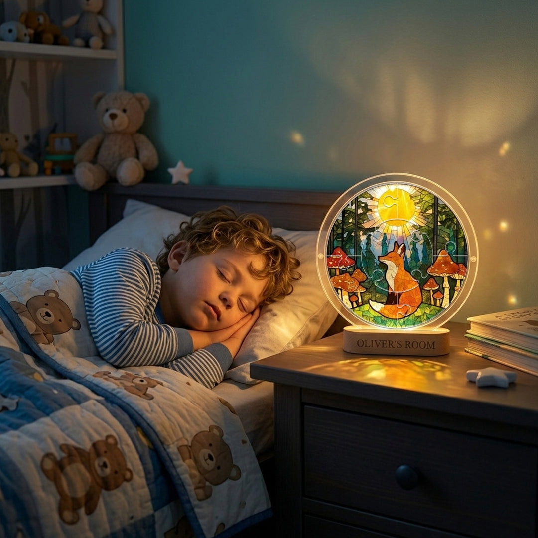 Personalized Fox Suncatcher Puzzle Night Light