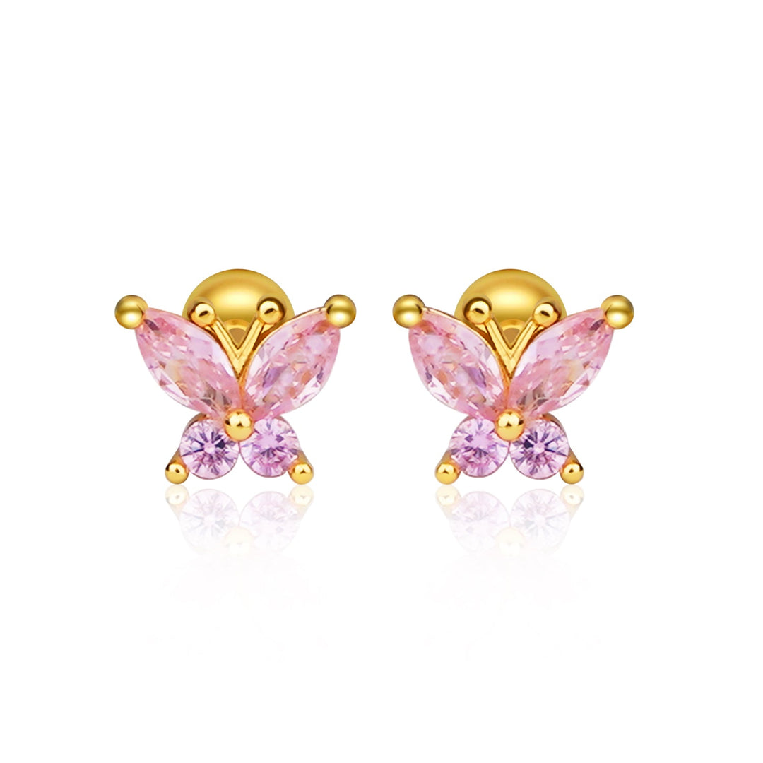 Sterling Silver Kids Crystal Butterfly Earrings