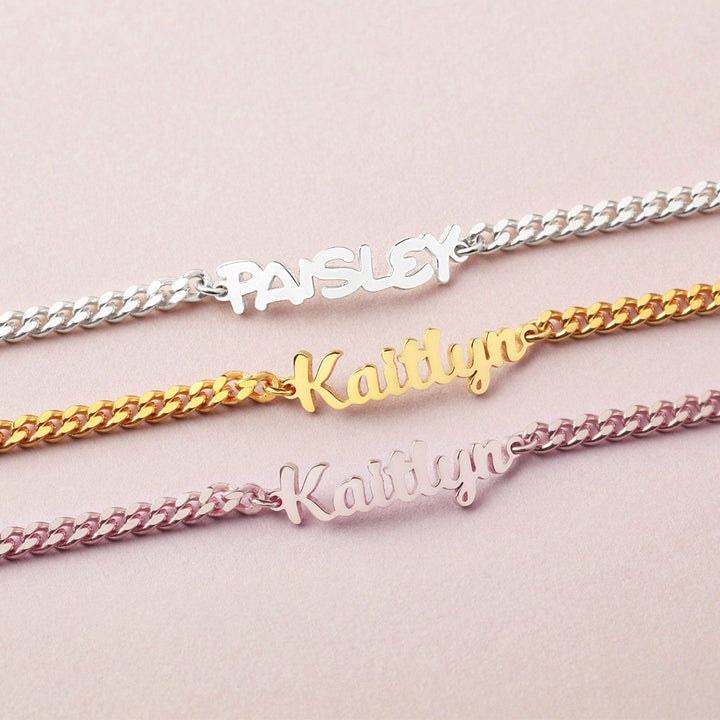 Personalized Kids Name Bracelet with Gold, Silver, Rose Gold Color Options