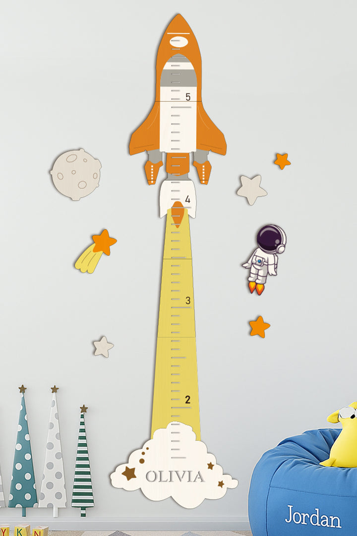 Personalized Wooden Space Theme Growth Chart