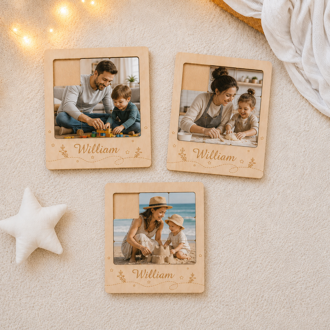 Personalized Wooden Name Sliding Puzzle for Kids Woodemon