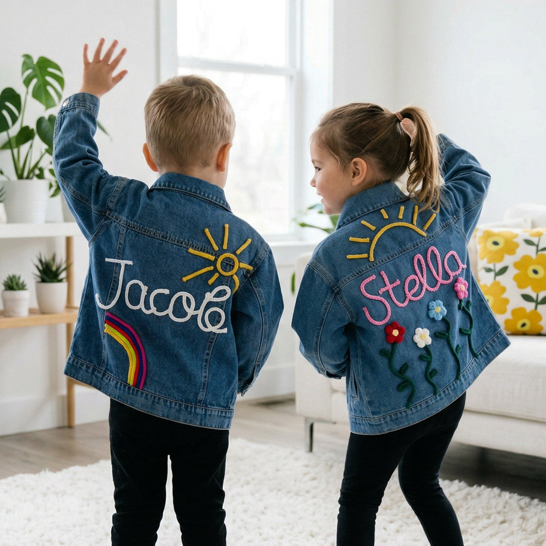 Adorable Personalized Kids Name Denim Jacket - Sokidsun