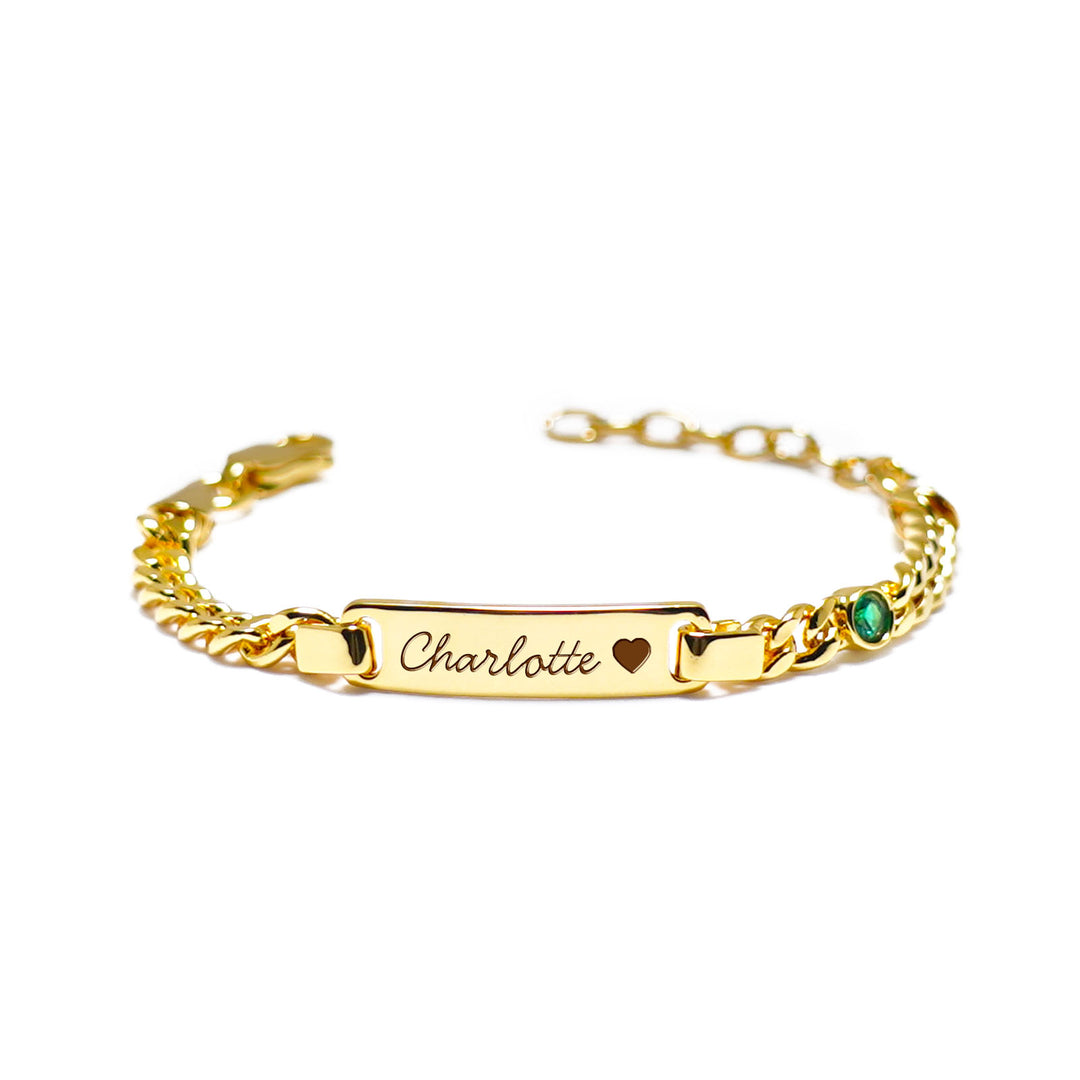 Personalized Kids Birthstone and Name Bracelet