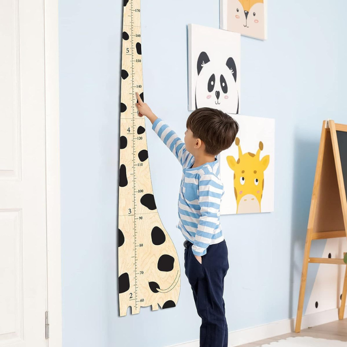 Wooden Baby Height Growth Chart Ruler For Kids and a boy
