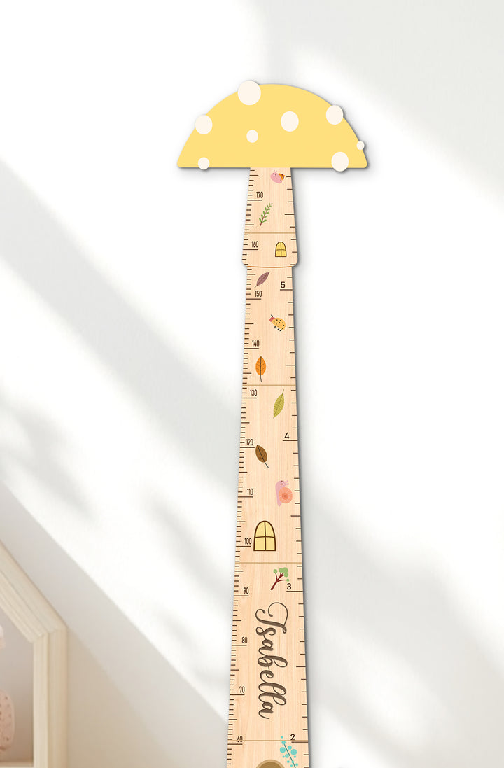 Personalized Wooden Mushroom Growth Chart for Kids Woodemon
