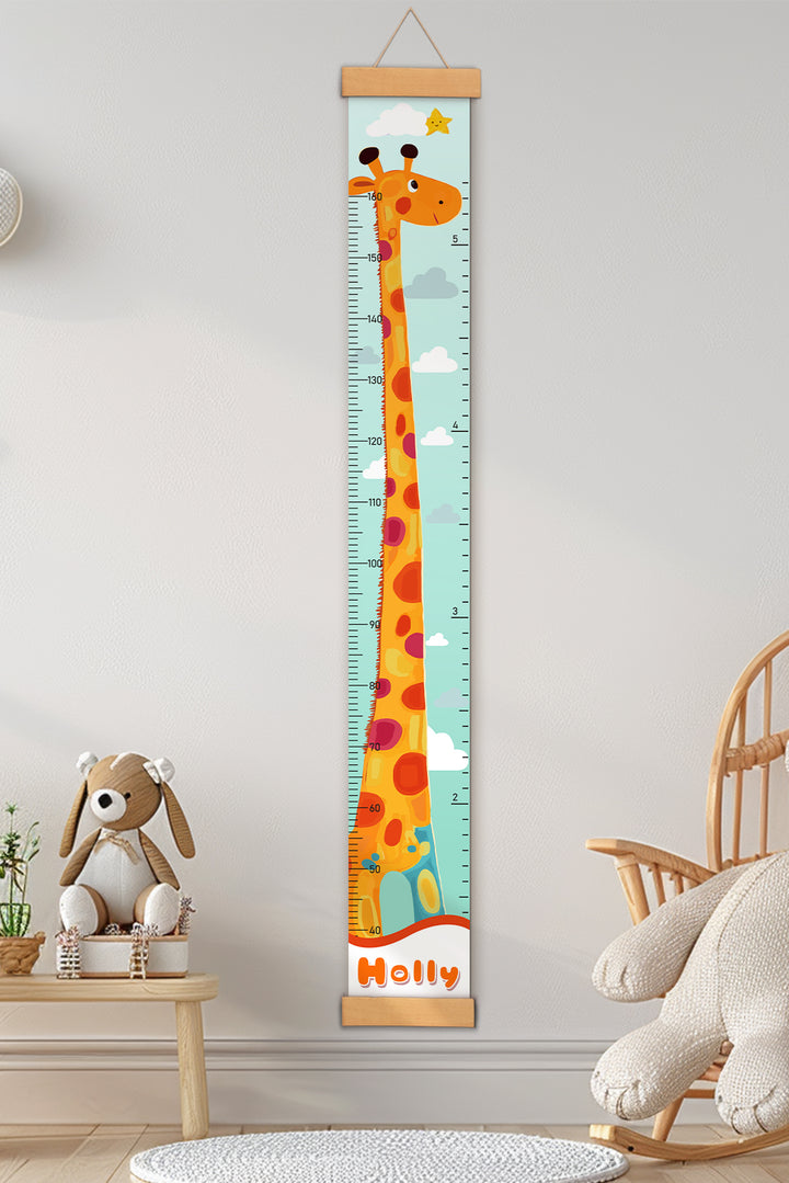 Personalized Giraffe Growth Hanging Canvas Height Ruler