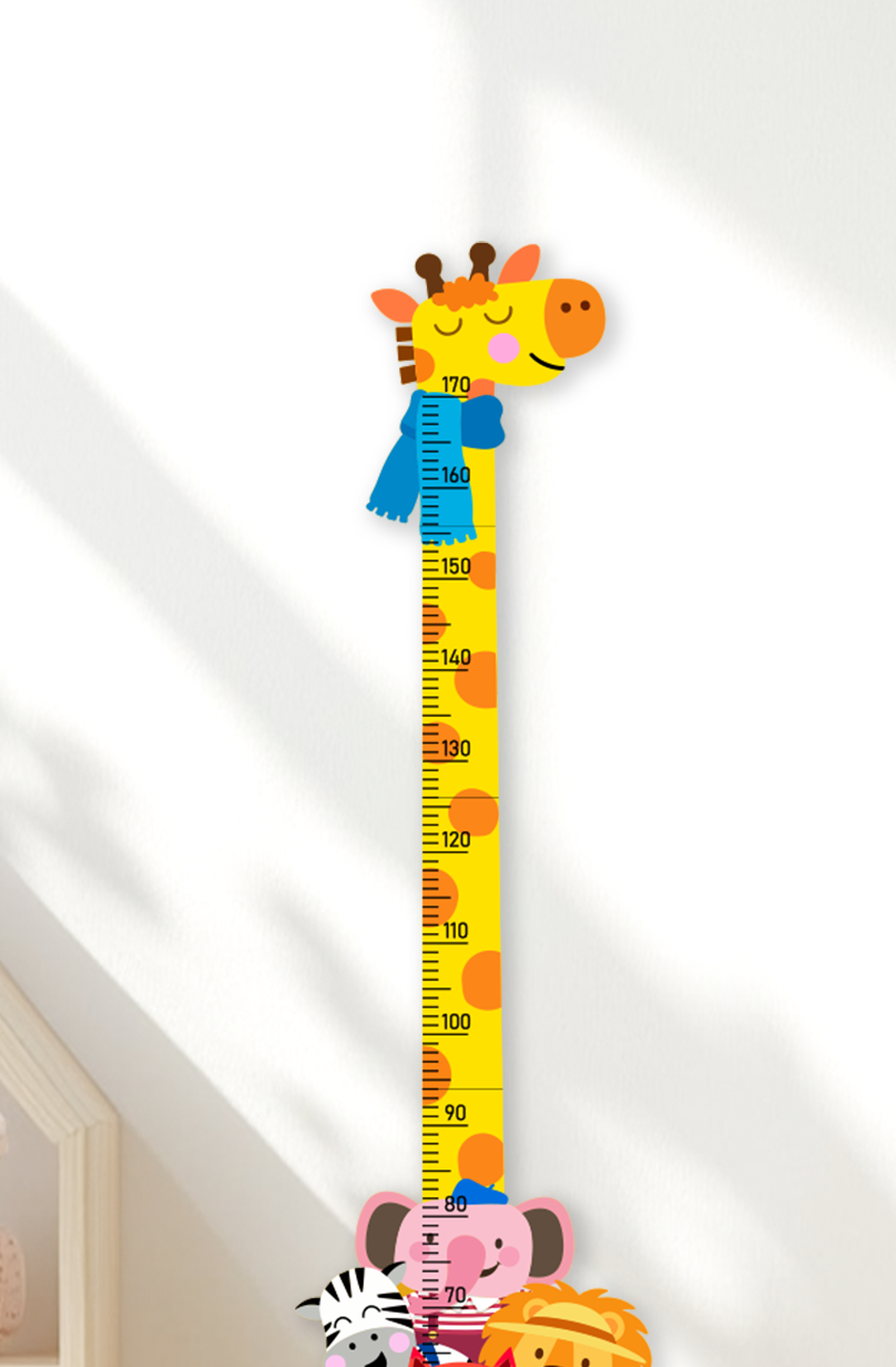 Personalized Wooden Giraffe Safari Growth Chart for Kids