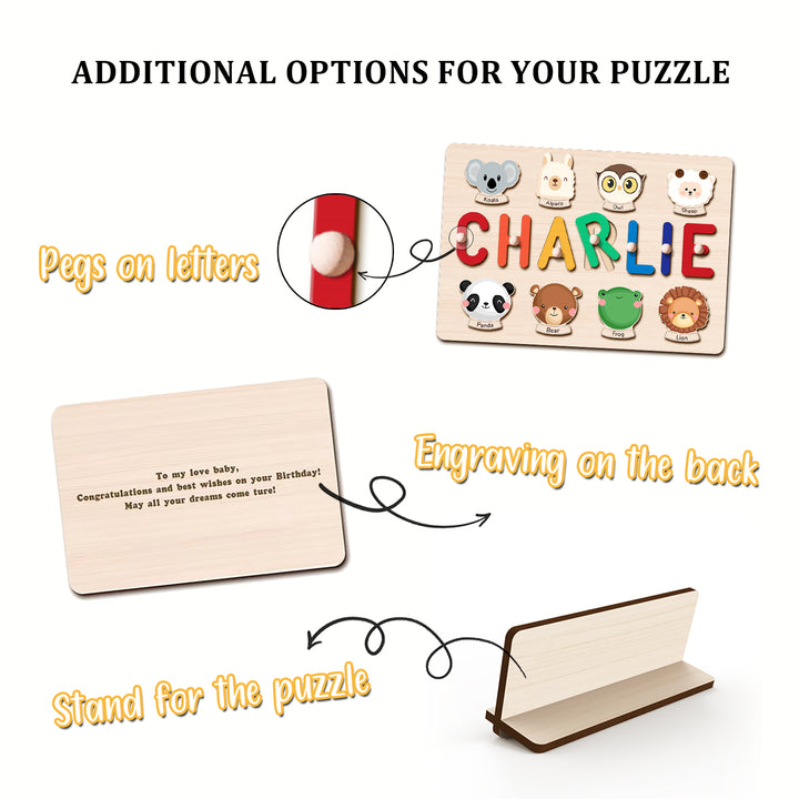 Personalizované dřevěné dětské jméno puzzle-prvek se jménem