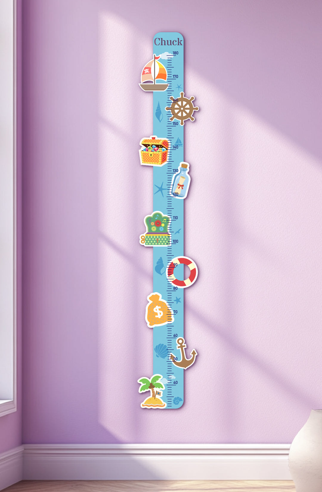 Personalized Wooden Nautical Height Chart for Kids Woodemon