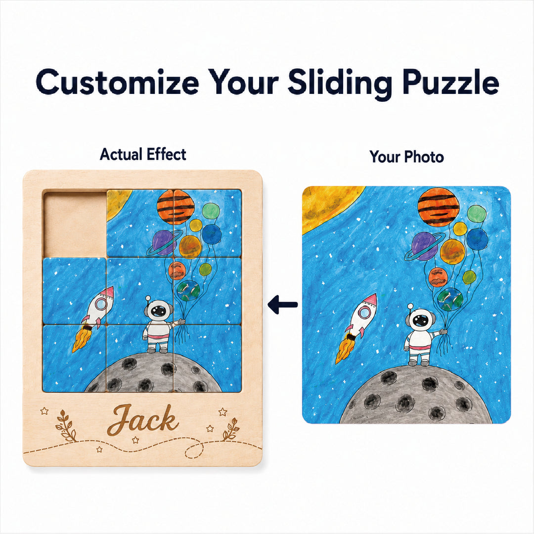 Personalized Wooden Name Sliding Puzzle for Kids Woodemon