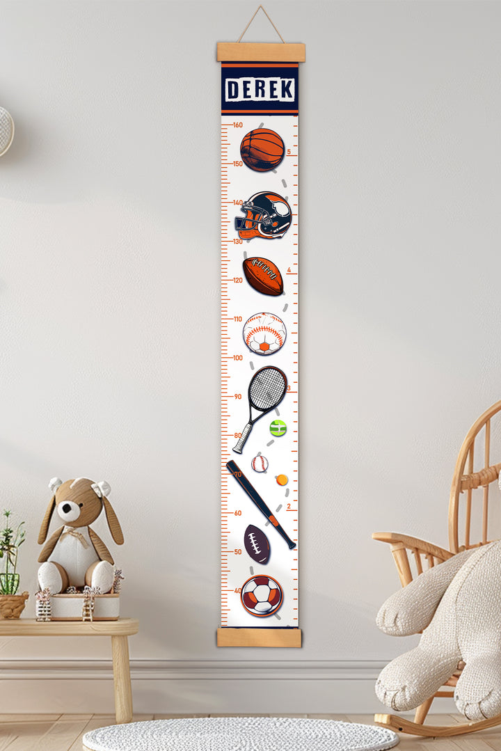 Personalized Sports Theme Hanging Canvas Height Ruler