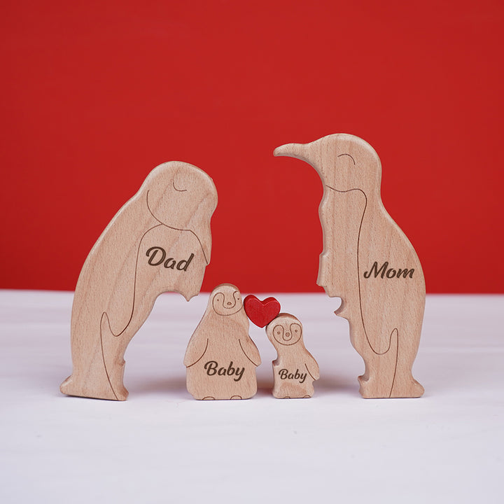 Personalized Family Name Puzzle Decor - Penguins