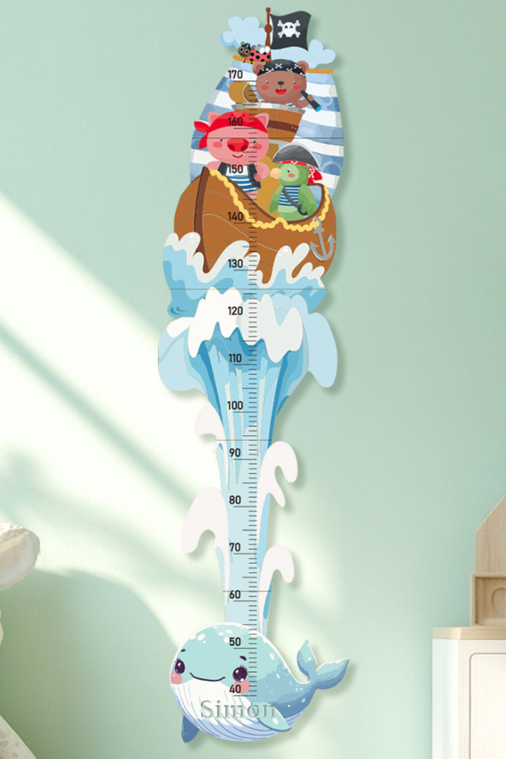 Personalized Wooden Pirate Adventure Growth Chart for Kids