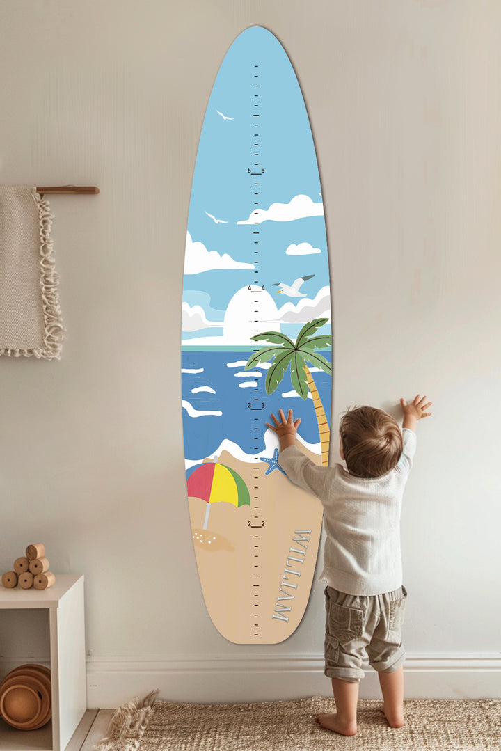 Personalized Wooden Surfboard Growth Chart Ruler