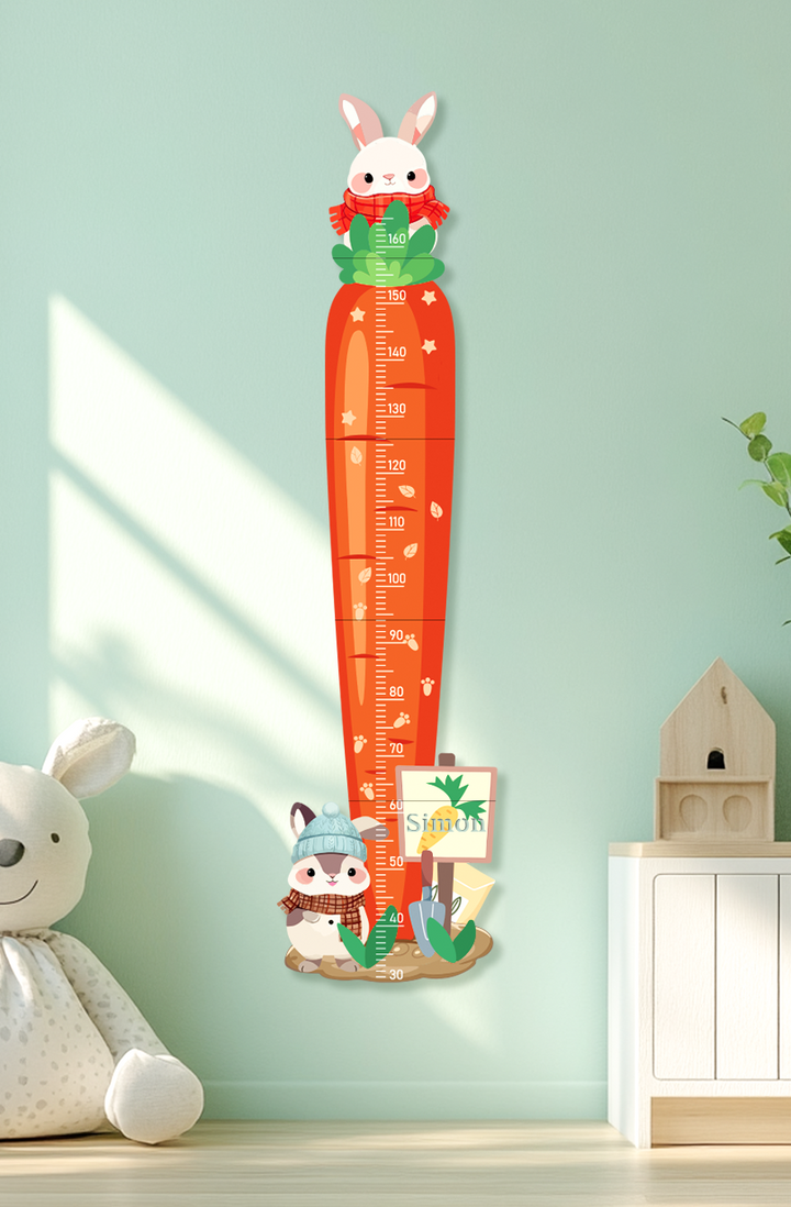 Personalized Carrot Bunny Wooden Growth Chart for Kids