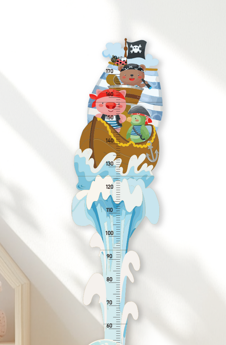 Personalized Wooden Pirate Adventure Growth Chart for Kids