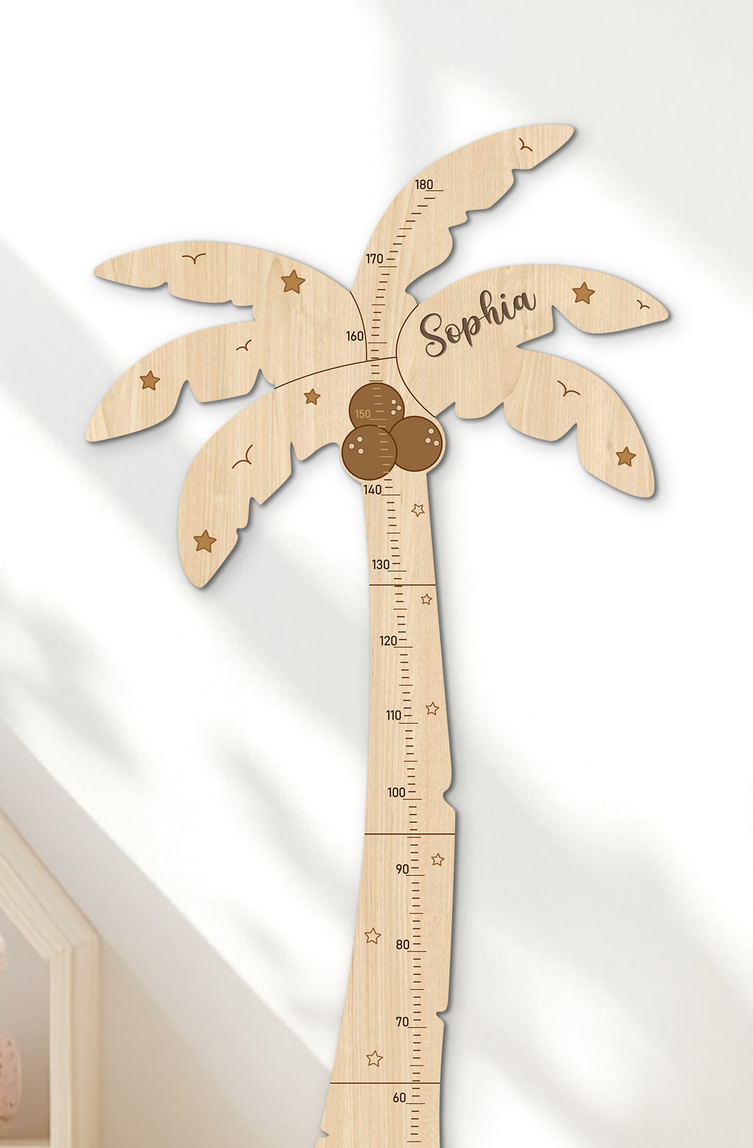 Personalized Wooden Palm Tree Growth Chart for Kids Woodemon