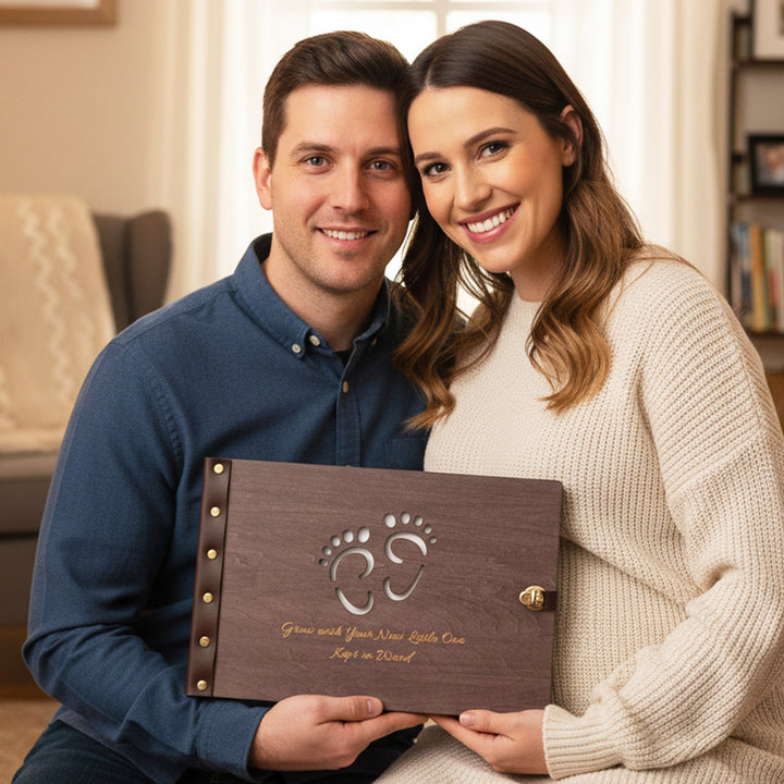 Wooden Baby Photo Album – Footprint Cover