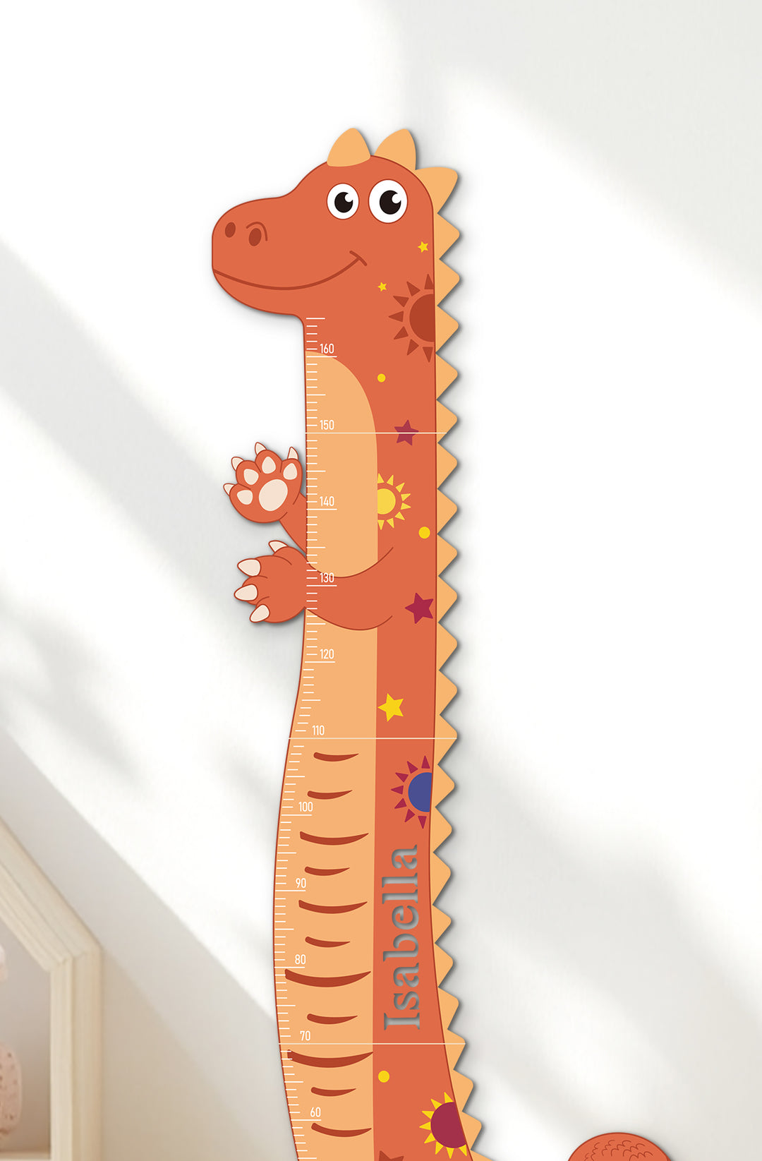Personalized Wooden Dinosaur Growth Chart for Kids Room Woodemon