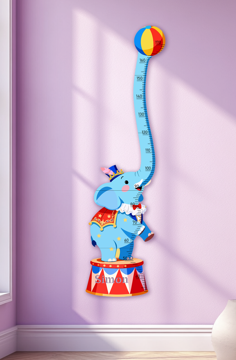 Personalized Wooden Circus Elephant Growth Chart for Kids