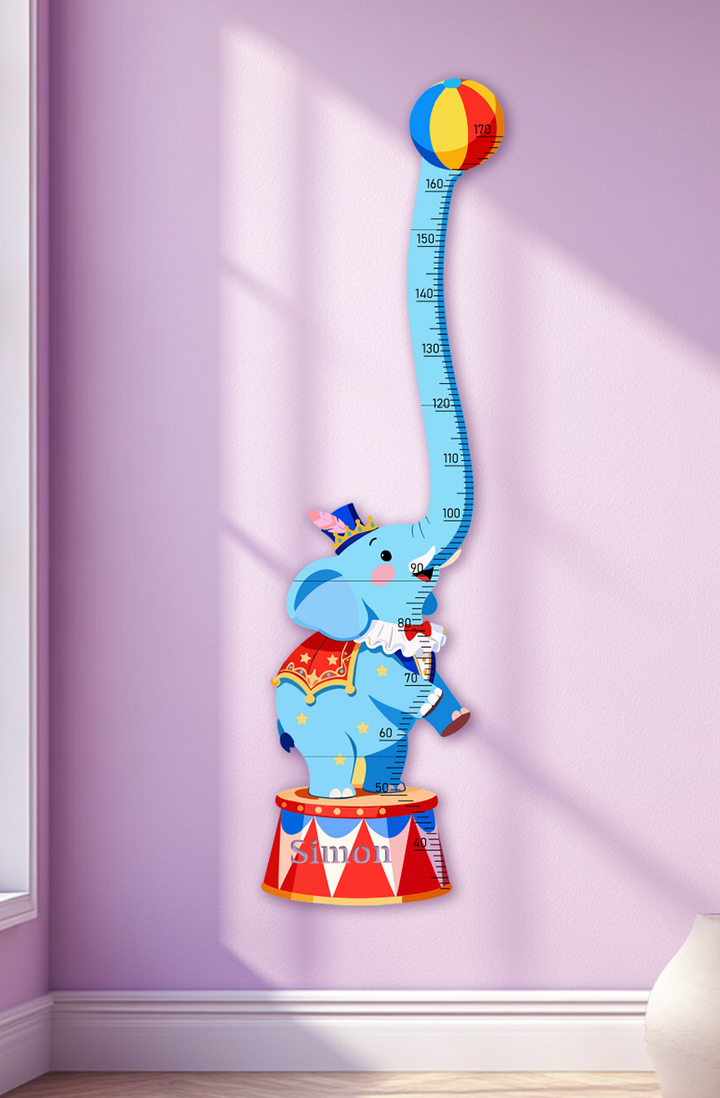 Personalized Wooden Circus Elephant Growth Chart for Kids