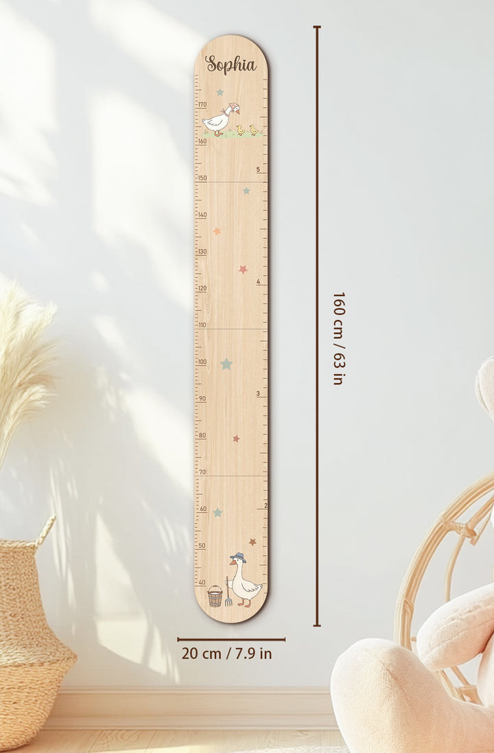 Personalized Wooden Goose Family Height Growth Chart for Kids