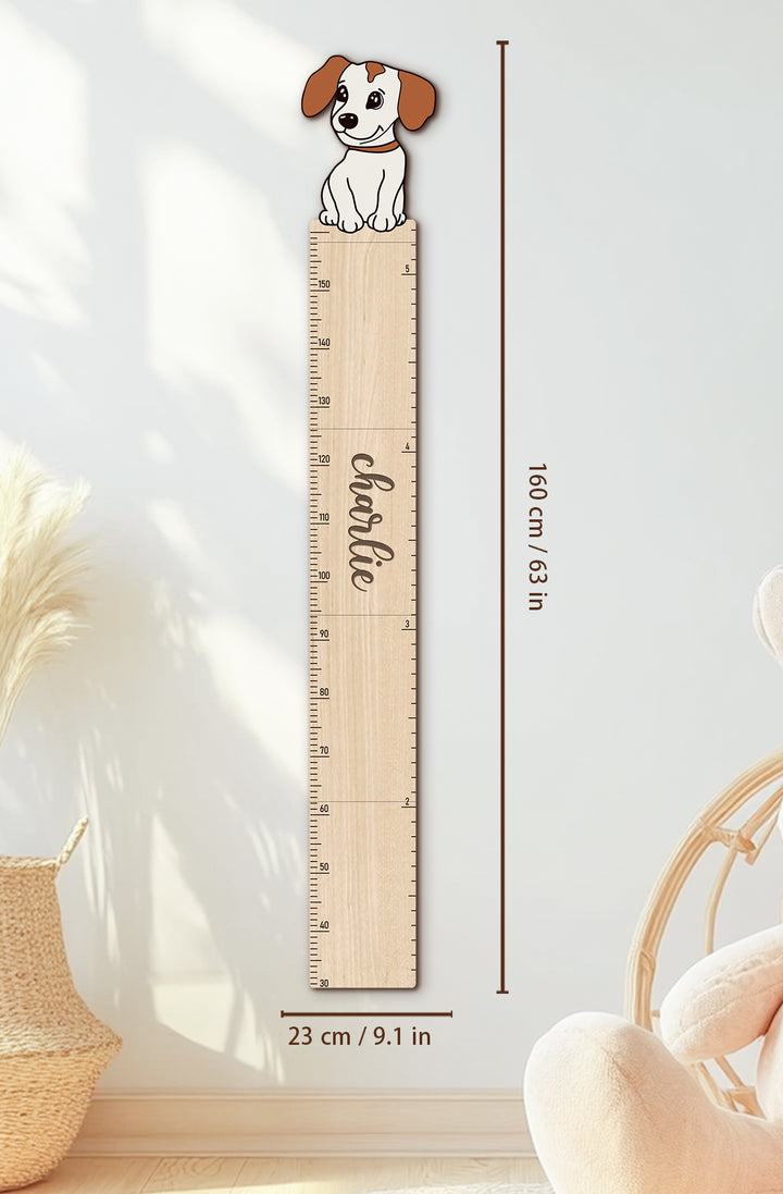 Personalized Wooden Puppy Height Growth Chart for Kids