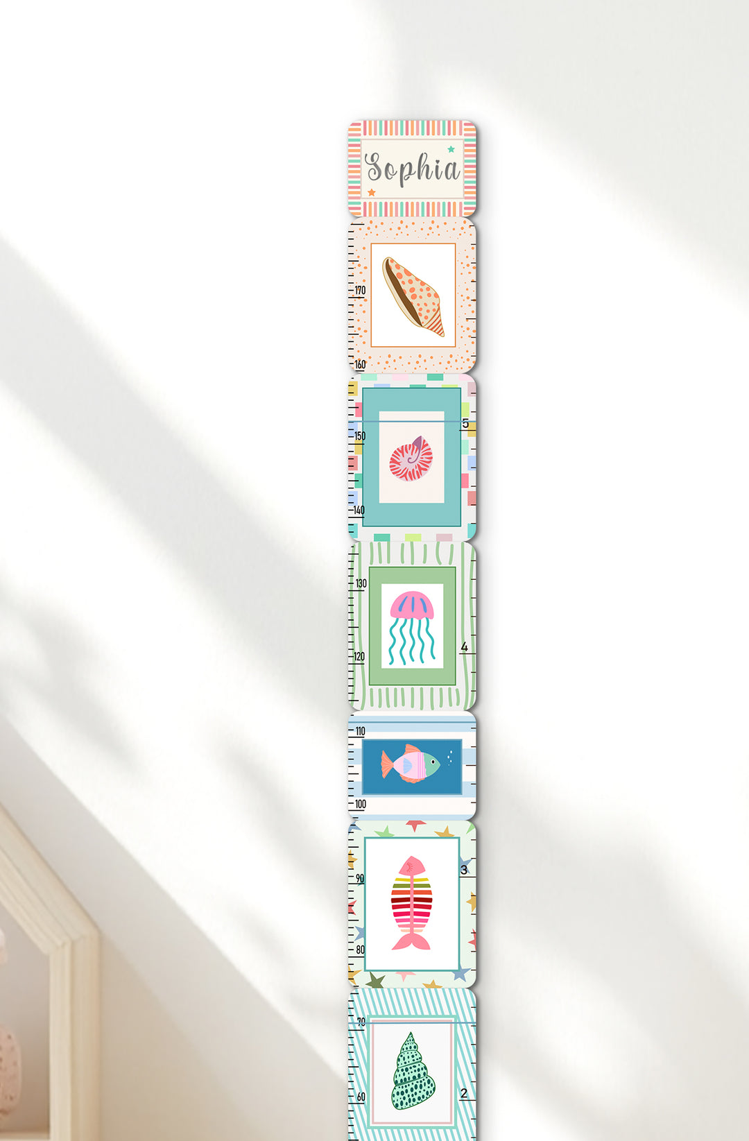 Personalized Wooden Sea Animal Growth Chart for Kids Woodemon