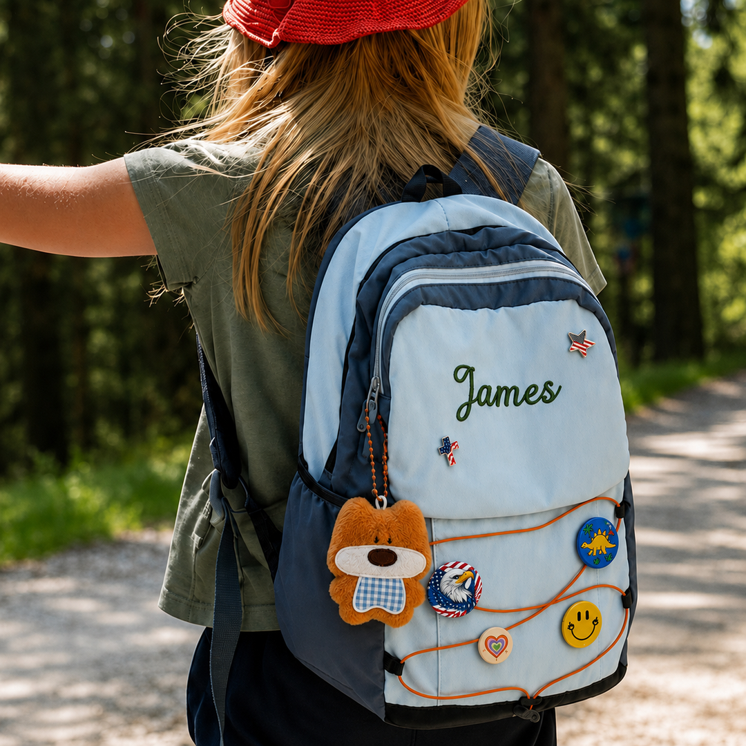 Personalized Embroidered Name Hiking Backpack with Decorative Badges sokidsun