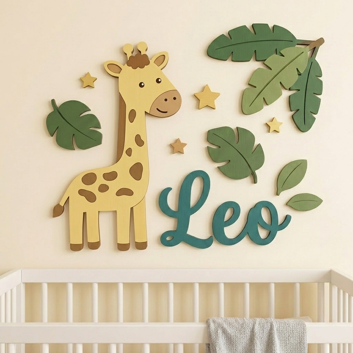Personalized Wooden Nursery Name Sign – Cute Animal Themes
