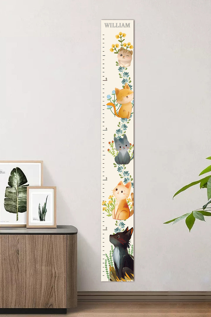 Personalized Wooden Cat Growth Chart Ruler