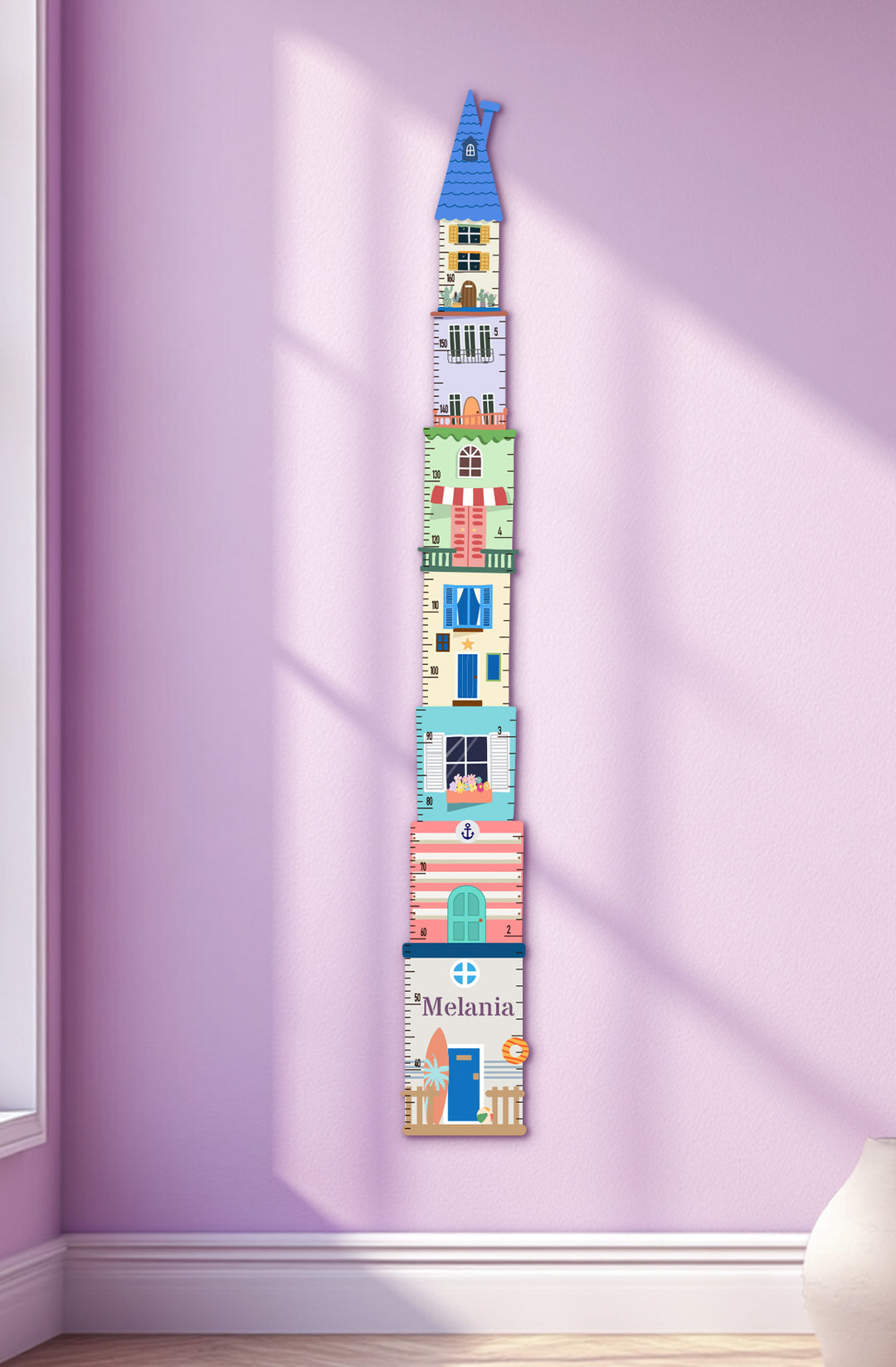 Personalized Wooden Coastal Growth Chart for Kids Woodemon