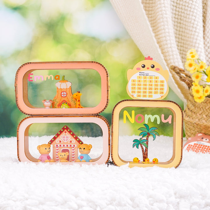 Personalized Wooden Piggy Bank for Kids