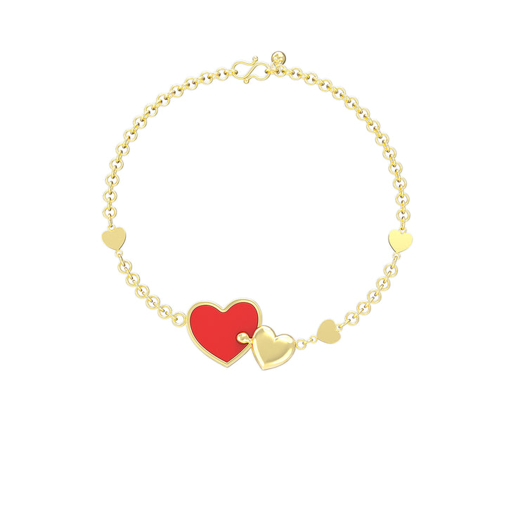 Gold Double Hearts Engraved Childrens Name Bracelet