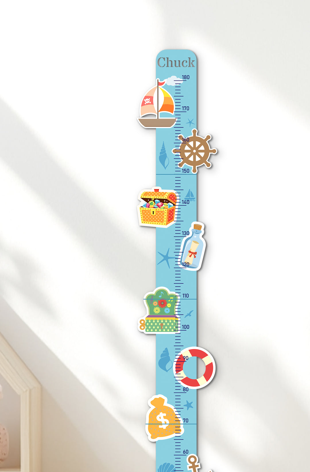Personalized Wooden Nautical Height Chart for Kids Woodemon