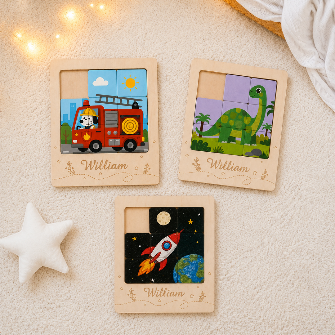 Personalized Wooden Name Sliding Puzzle for Kids Woodemon