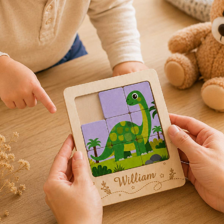 Personalized Wooden Name Sliding Puzzle for Kids Woodemon