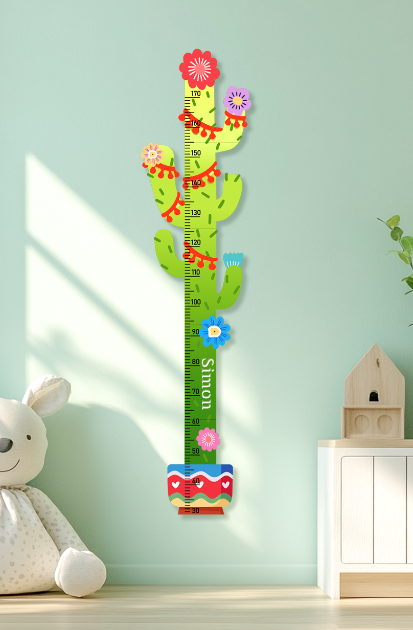 Personalized Cactus Wooden Growth Chart for Kids